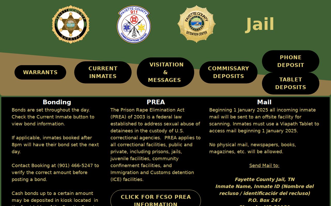 Fayette County arrest booking and county jail information