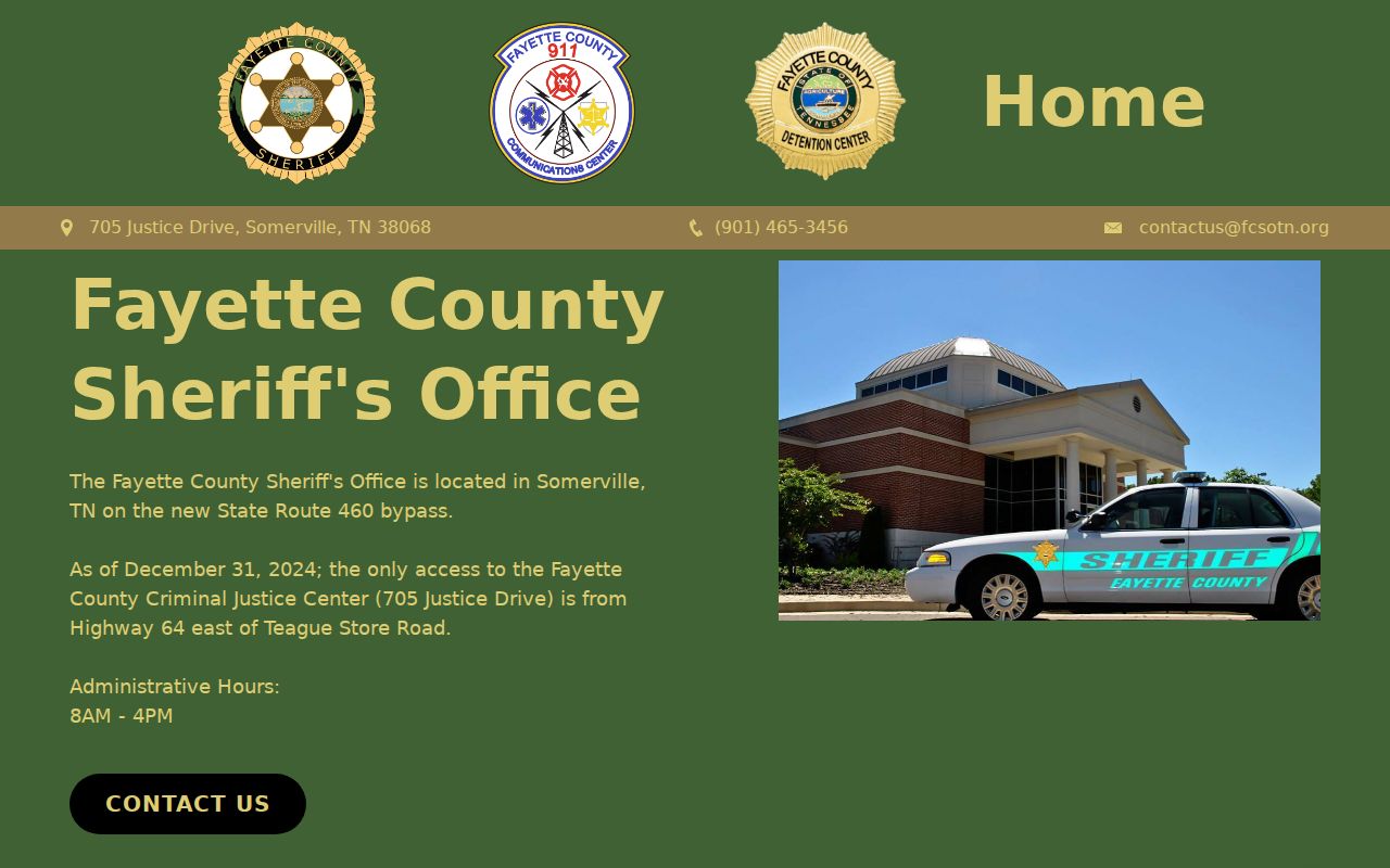 Fayette County criminal records information on the sheriff homepage