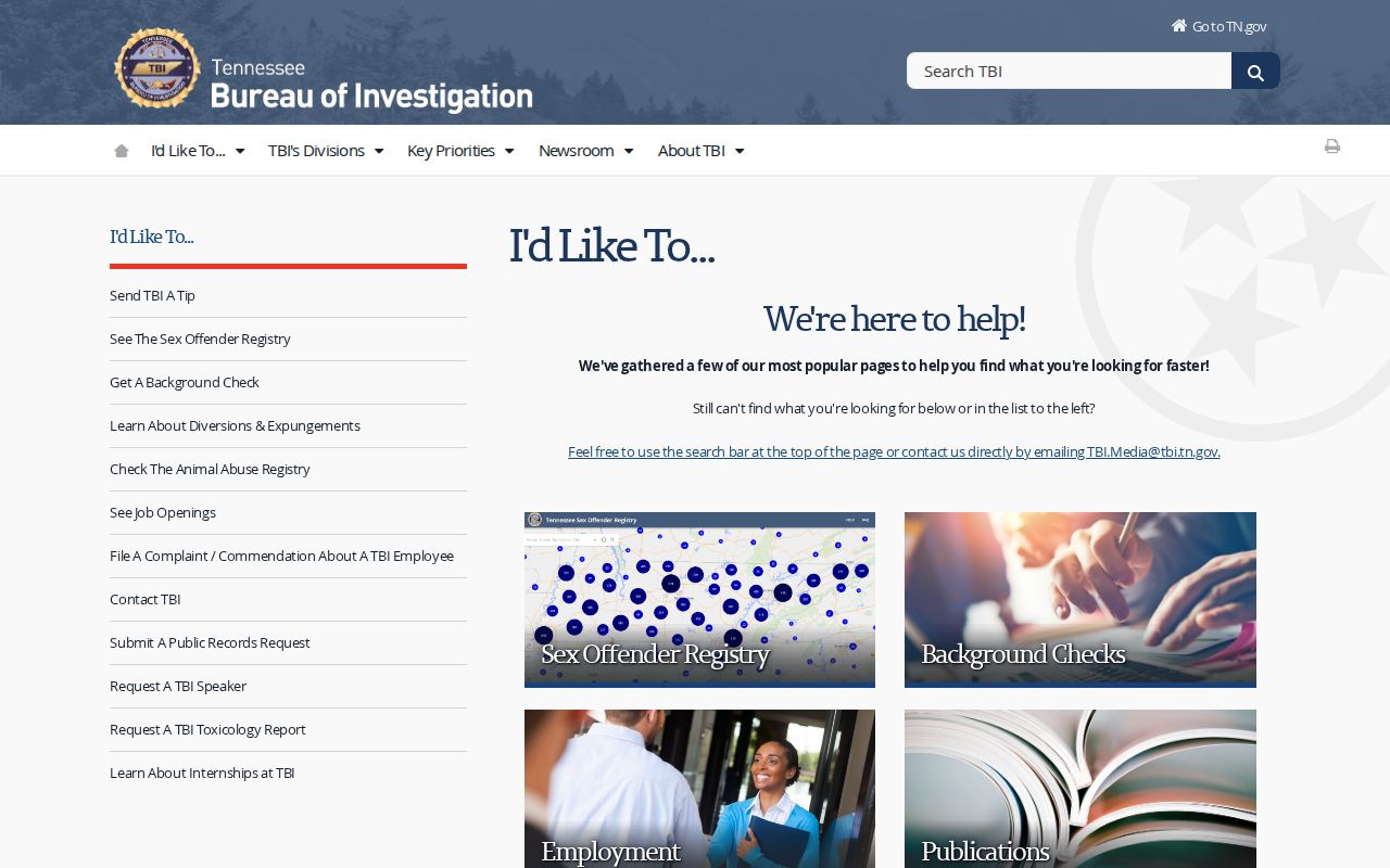 TBI information for Fayette County criminal history records