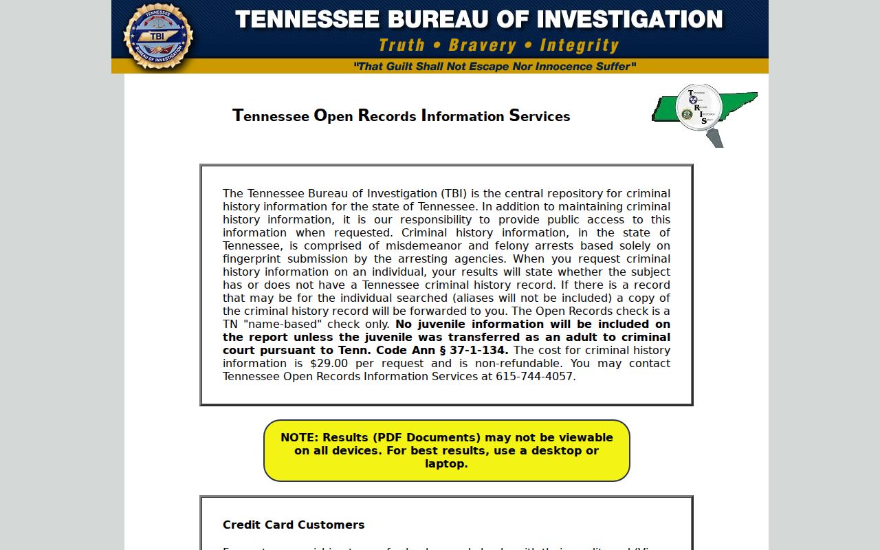 Fayette County criminal history search through Tennessee TORIS