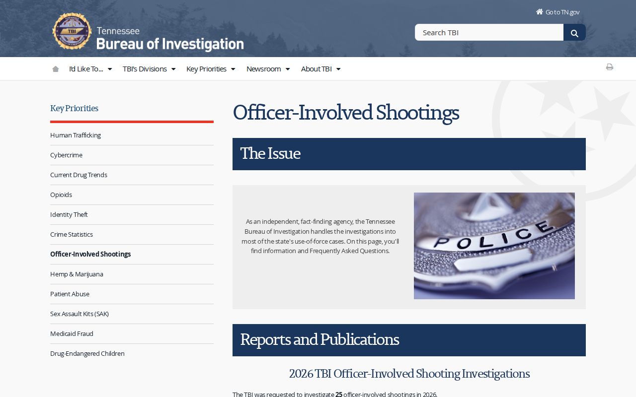 Oakland criminal records context in the TBI investigation list